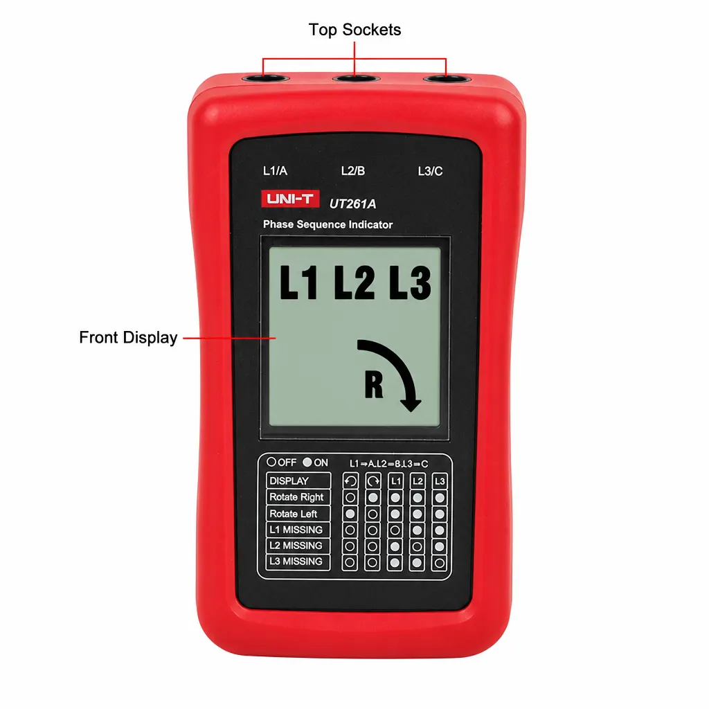 Three-Phase Sequence Indicator and included accessories